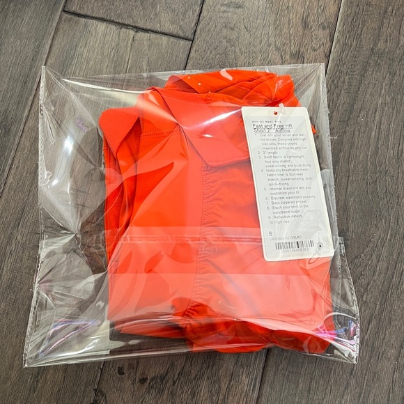 Lululemon Fast and Free High-Rise Short 2" *Airflow In-Sense Emboss Solar Orange - Picture 11 of 11